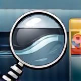 Illustration of a magnifying glass inspecting car surface at Spotless Auto Spa