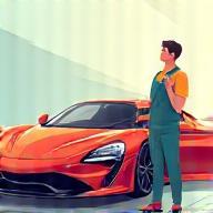 Illustration of a person admiring a clean car after service from Spotless Auto Spa
