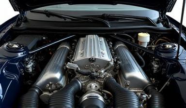 A clean and detailed car engine bay